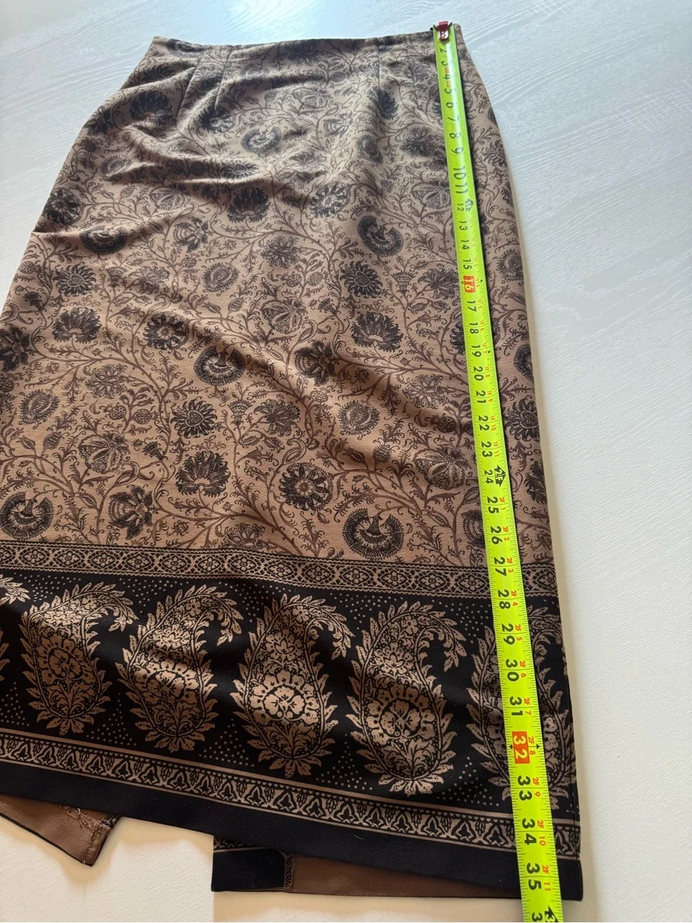 Vintage Briggs New York Brown Printed Pencil Skirt with Dark Border